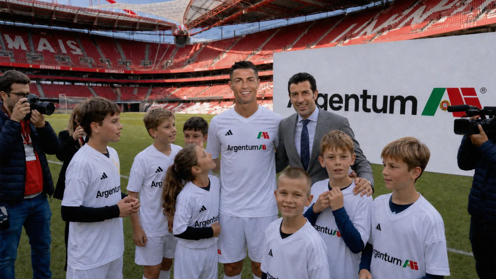 Ronaldo e Luís Figo na apresentação da Eisen Peak